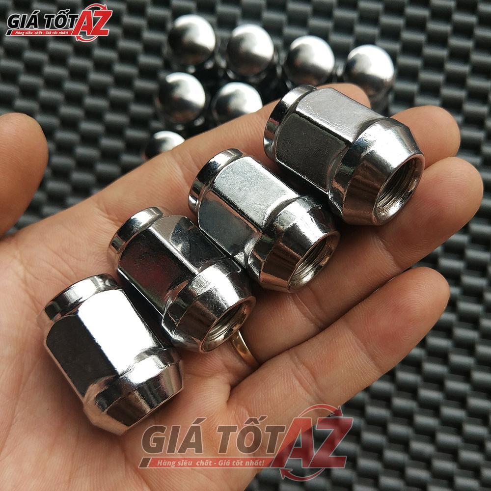 Bộ 24 Ốc (khẩu 21mm) bắt lazang ô tô 12x1.5mm bằng thép mạ inox cao cấp
