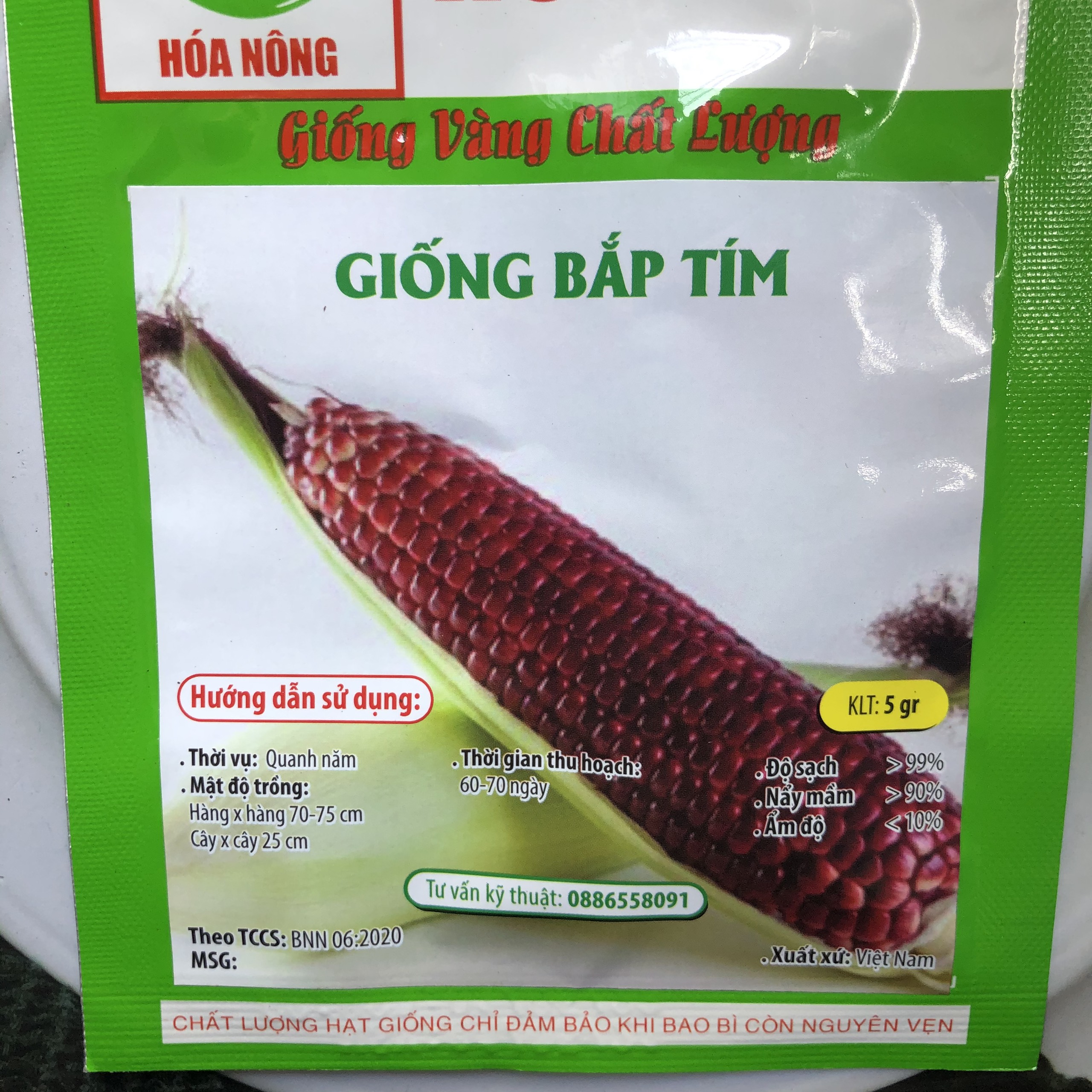 [HCM]Hạt giống bắp tím HN gói 5gr
