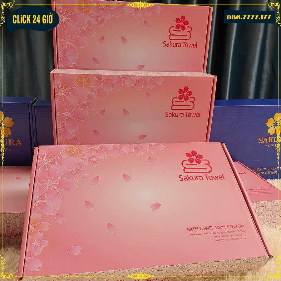 [HÀNG HOT] HỘP 3 KHĂN NHẬT SAKURA CAO CẤP - 5 MÀU LỰA CHỌN