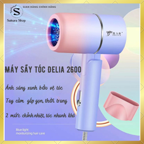 Máy sấy tóc mini 2 chiều deliya 2600 công suất 1000w sấy khô tóc nhanh bảo vệ tóc