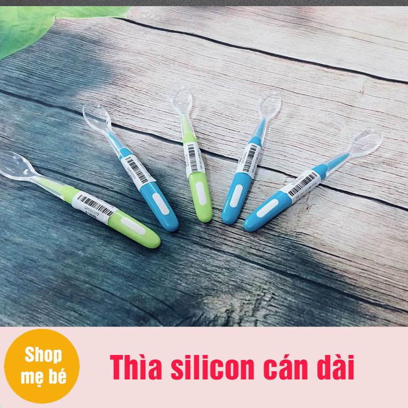 Thìa ăn dặm silicon cán dài