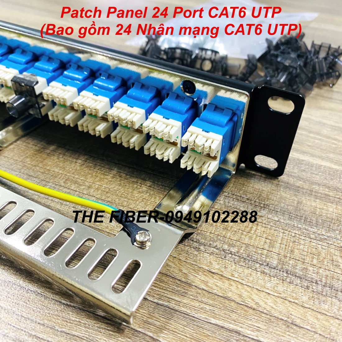 Patch Panel CAT6 24Port (Bao gồm 24 Nhân mạng CAT6 màu xanh)