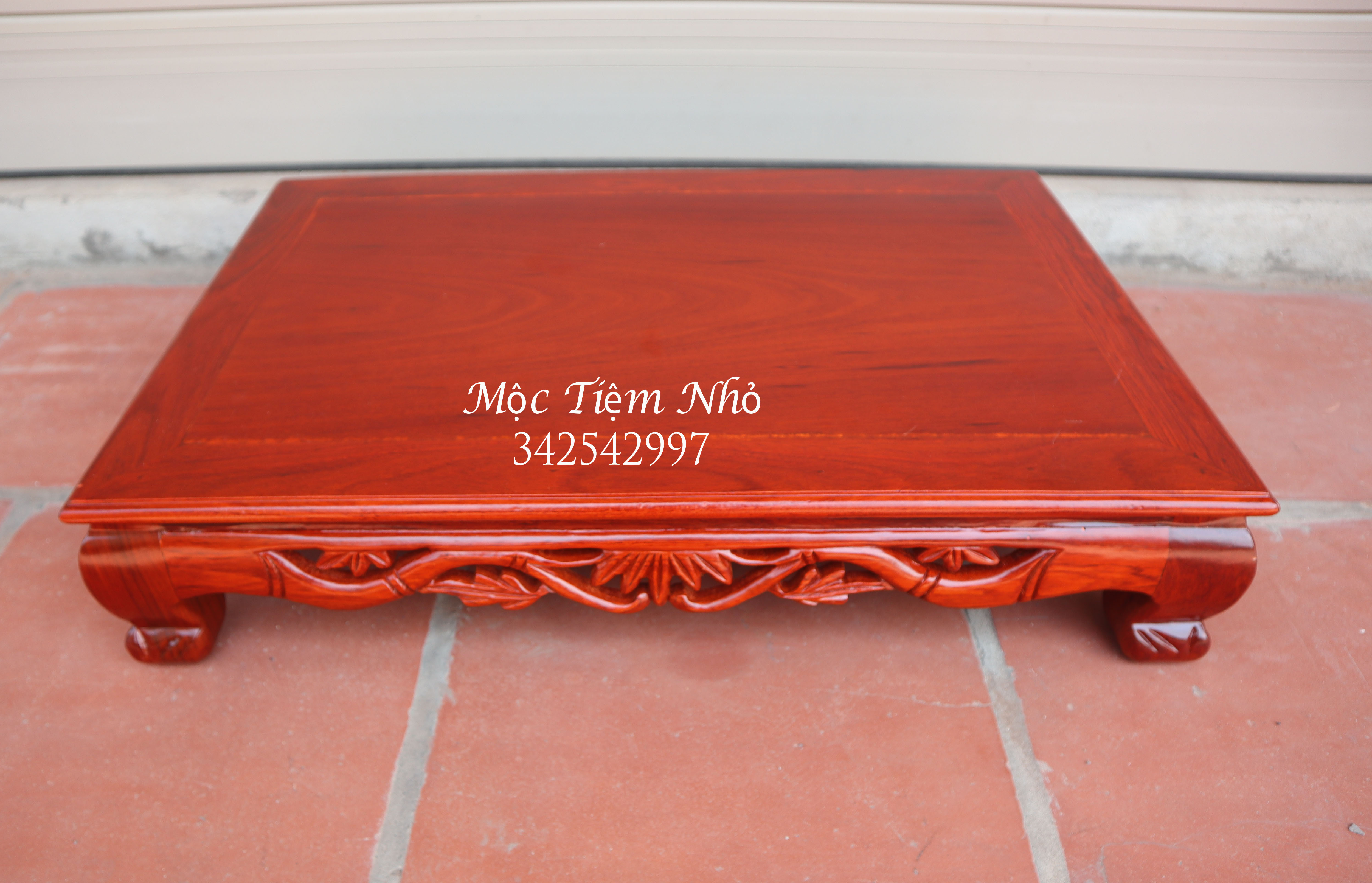 Bàn osin tram trúc hóa gỗ hương mặt bàn 1 tấm 60x40 cao 12