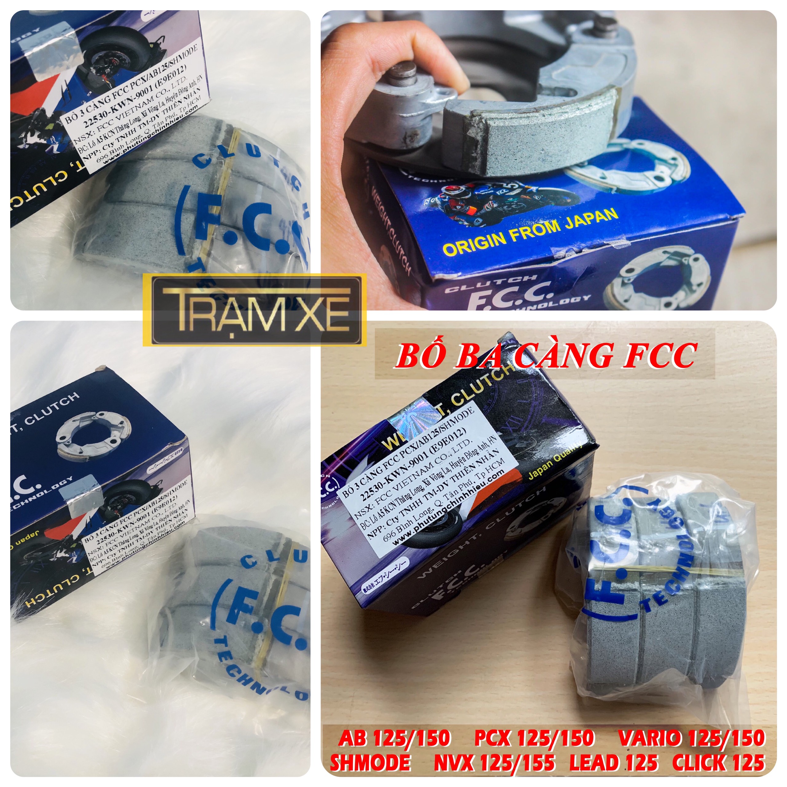 Bố ba càng, búa côn FCC xe Honda Air Blade 125, AB 125 150, Vairo, Click, PCX, SH Mode, Lead 125, NVX 125/150. Bố 3 càng bám chuông tốt