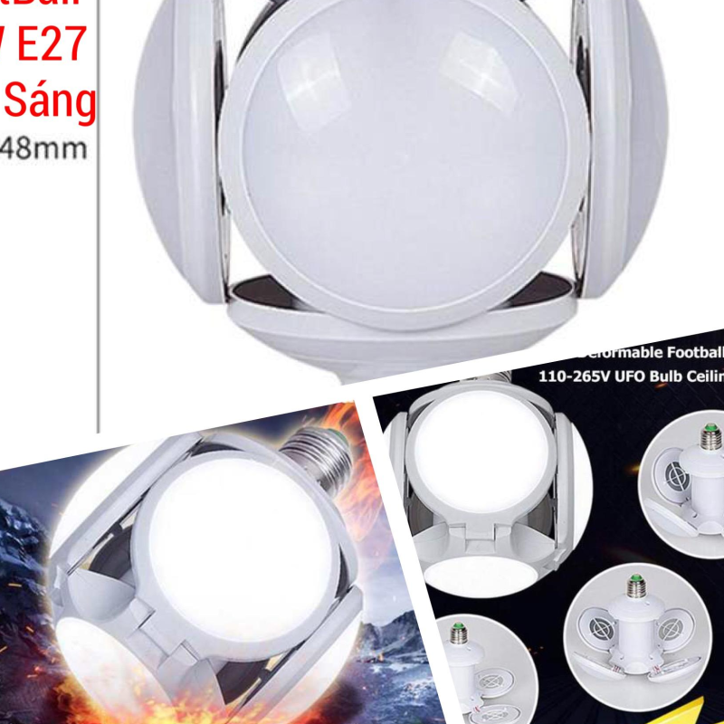 Đèn Led 40W 4 Cánh Football UFO Lamp - Đuôi E27 - Bảo Hành 1 Năm