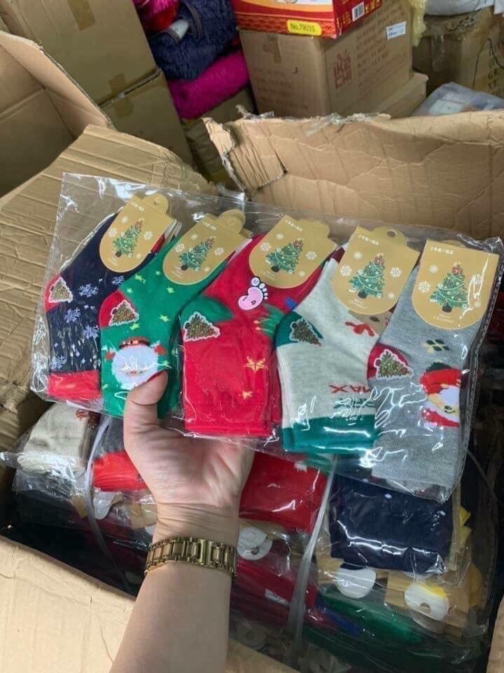 Sét 10 đôi tất noel cổ cao cho bé