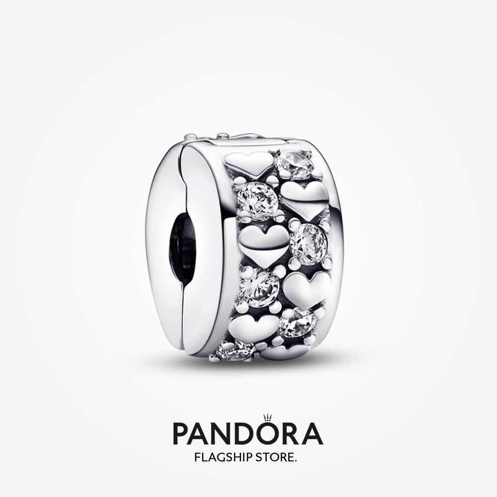 2023 New Original Pandora Infinite Hearts Sparkling Clip Charm Women Fashion Jewellery