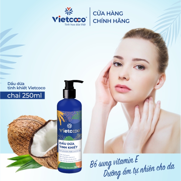 Hộp combo 2 chai dầu dừa tinh khiết Vietcoco 250ml (tặng kèm túi vải nhỏ)