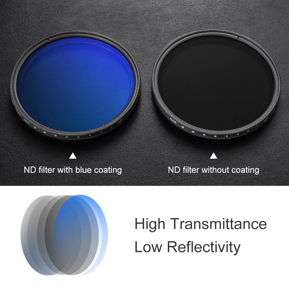 K&F Concept ND2 to ND400 37/40.5/43/46/49/52/58/62/67/77/82mm ND Lens Filter Slim Fader Variable Adjustable Neutral Density Blue Coated Camera Filter with Lens Cleaning Cloth