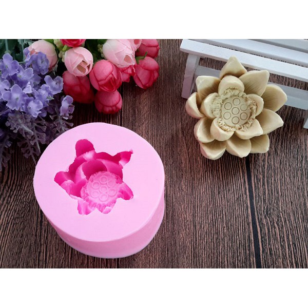Khuôn silicon 3D mẫu sen nở nhụy