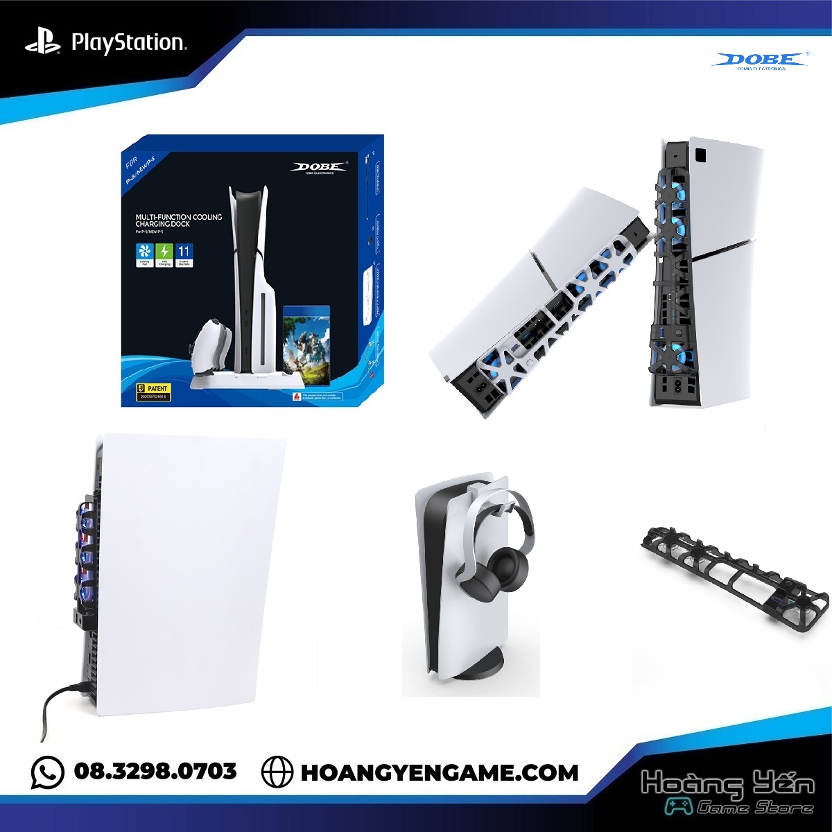 Đế Tản Nhiệt Ps5, Đế Sạc Ps5, Quạt làm mát cho Ps5 Pro/ Slim/ Fat Dobe Bảo Hành 12 Tháng