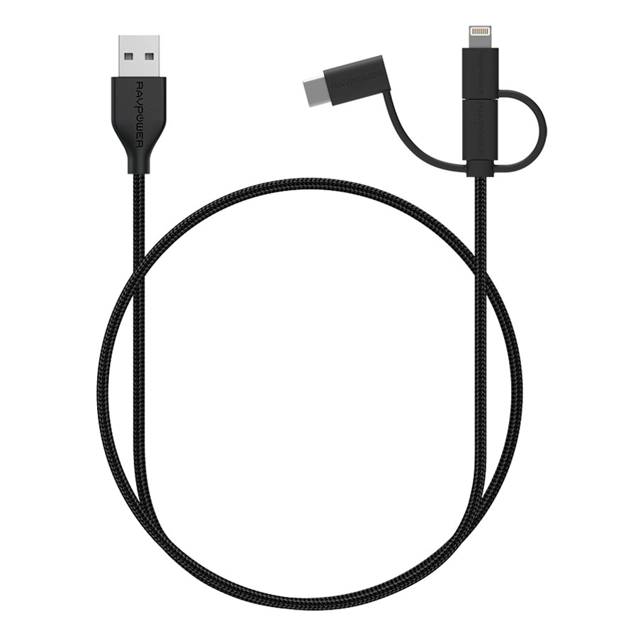 Cáp sạc nhanh 3 in 1 RAVPower CB021 - Type C - Lightning - Micro USB [BH12T]