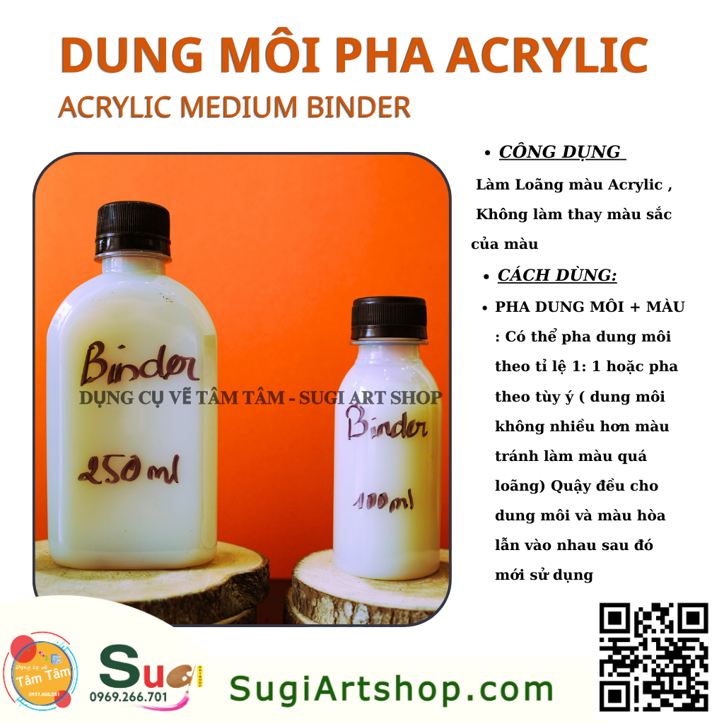 Dung môi pha loãng màu acrylic, Acrylic medium Binder / Acrylic Medium thiner