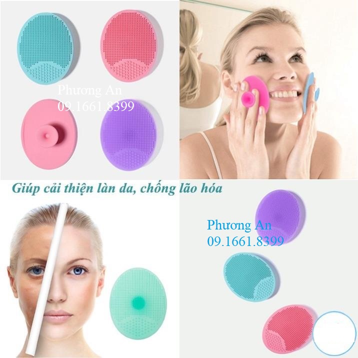 Miếng rửa mặt silicon gai mềm mại hình oval