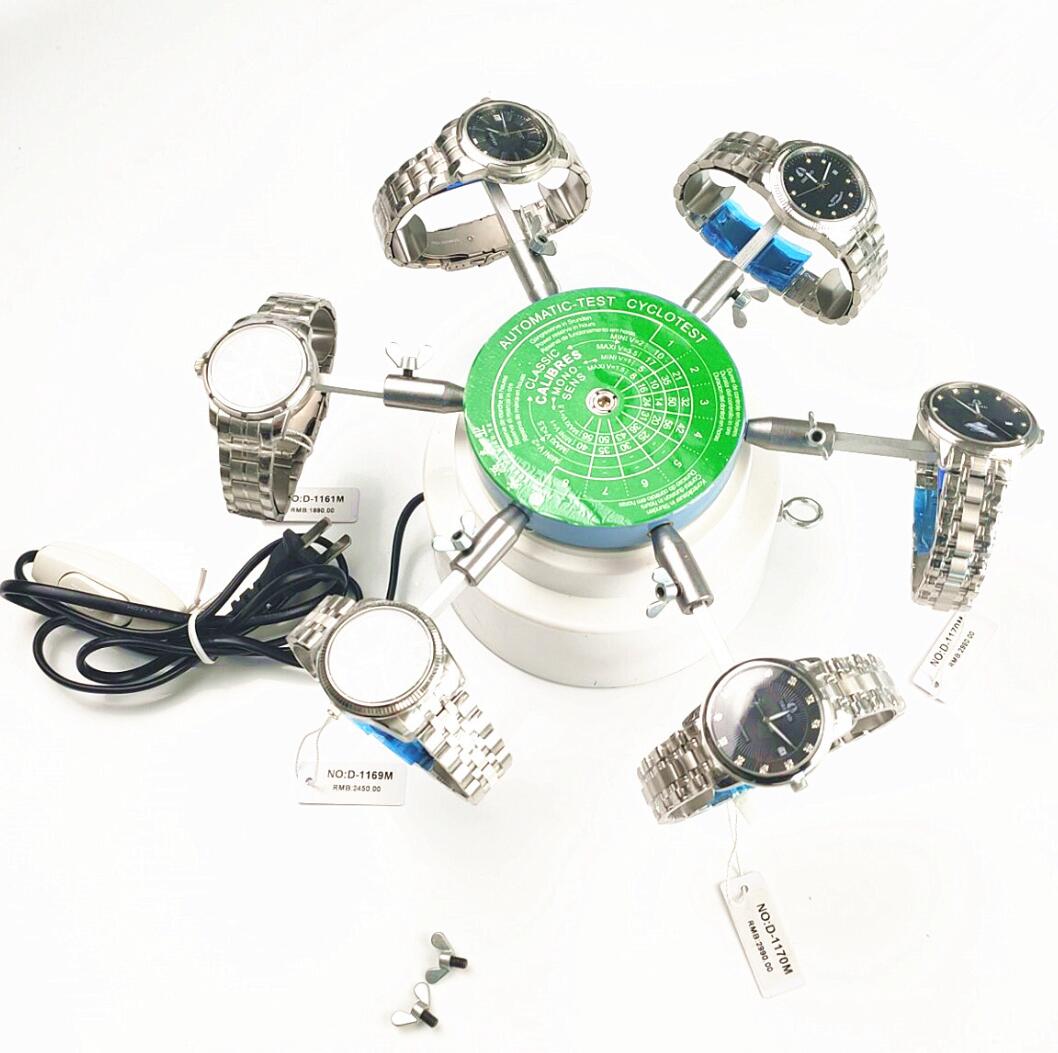 Automic cơ khí Đồng hồ máy tính thử nghiệm & xem Winder hợp kim đồng hồ công cụ sửa chữa cho 6 đồng hồ một thời gian thợ đồng hồ 220V 110V
