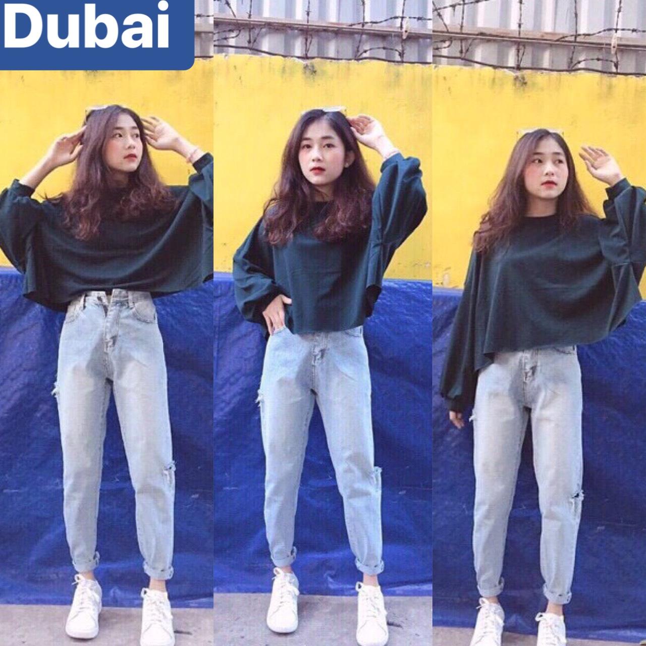 QUẦN JEAN BAGGY NỮ CHẤT BÒ XANH NHẠT RÁCH 2 BÊN CUTE HÀN QUỐC LƯNG CAO NÂNG MÔNG DB-205 - DUBAI FASHION