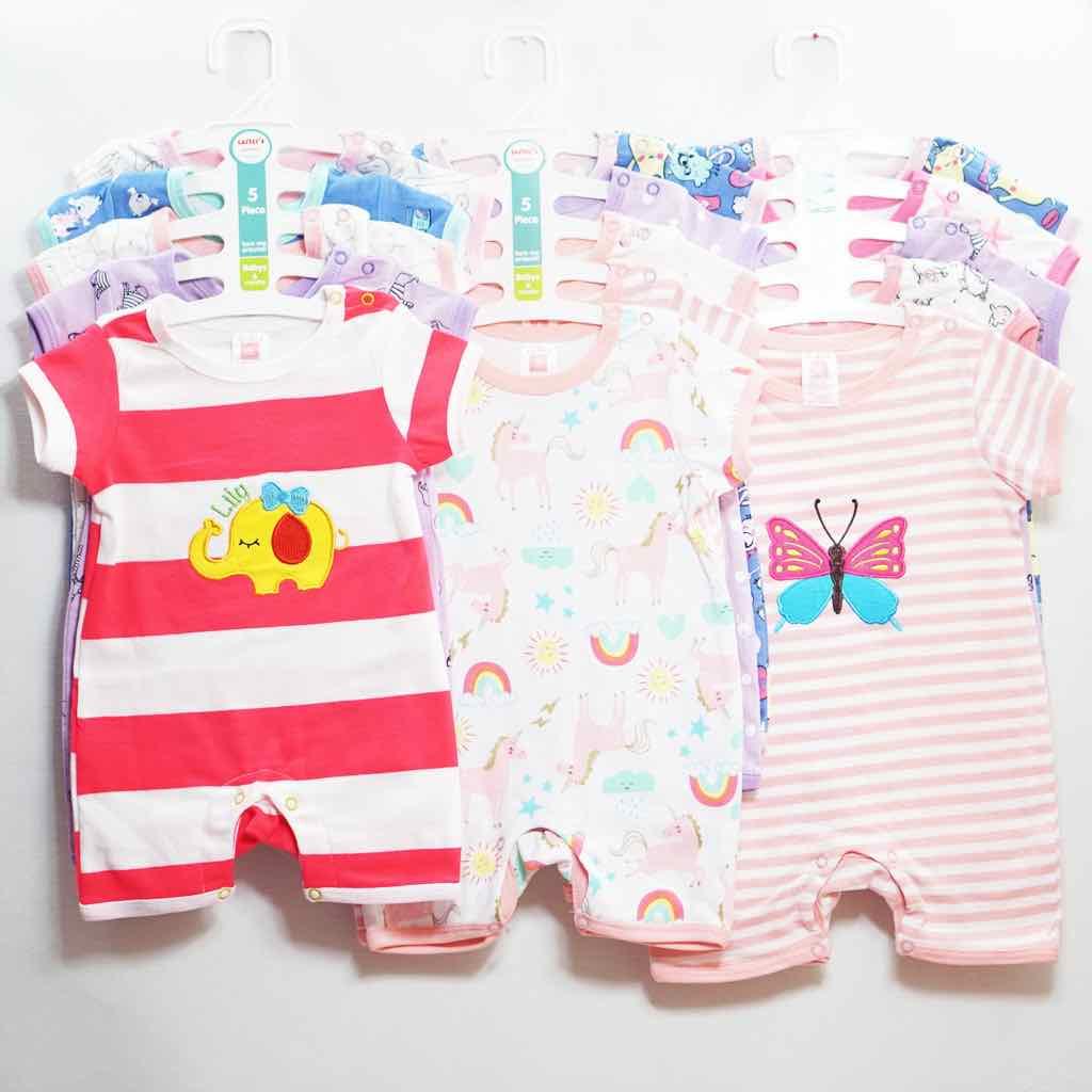 Set of 5 PCs 3 months-2 years old baby girls romper (random color), bodysuit, sleep suit, short sleeve, body chip, bodychip, conjoined body, jumpsuits, body for babies