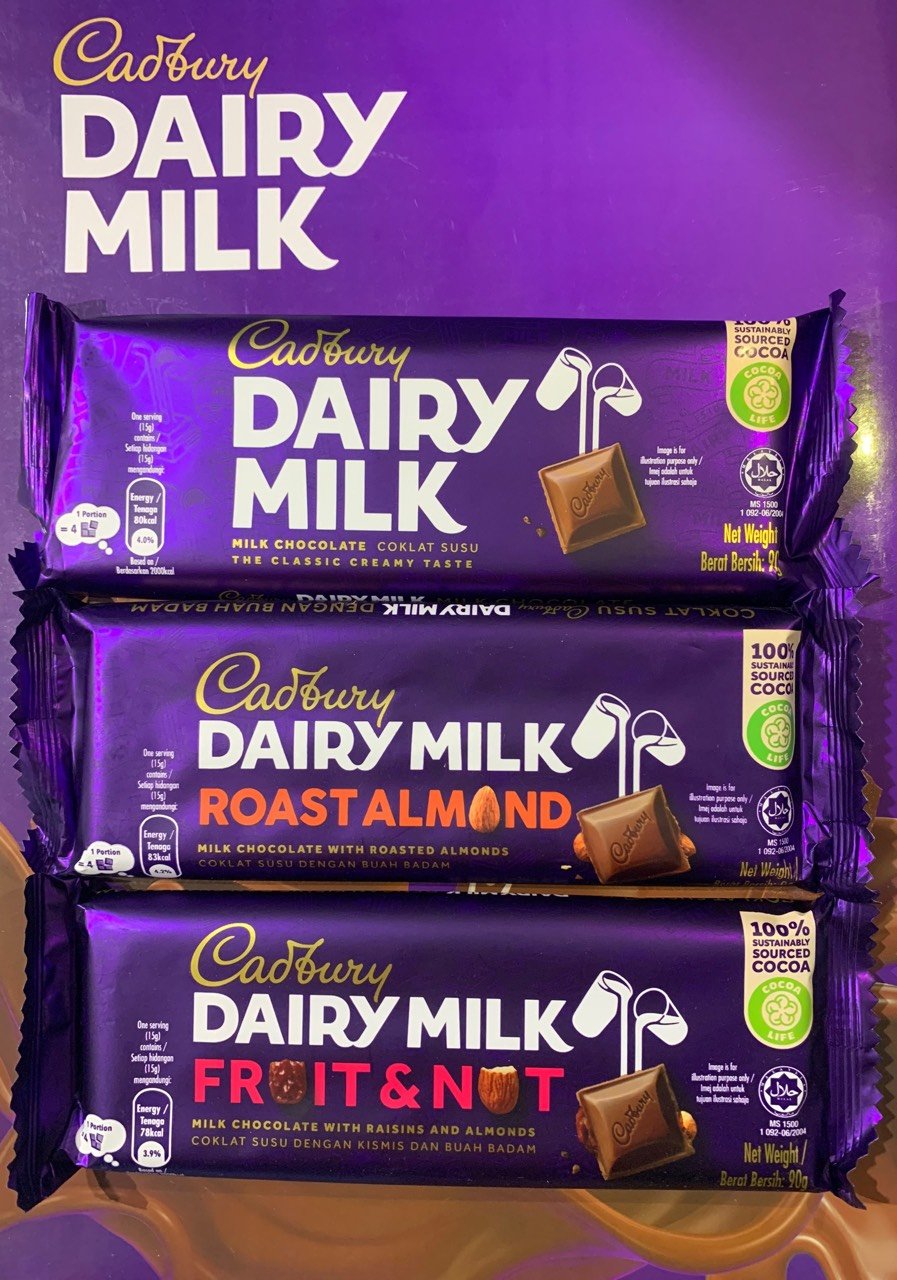 Socola Dair Milk 90g (vị: Sữa, hạnh nhân, Trái cây và hạt)