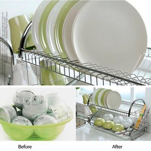 Giá úp bát 2 tầng inox