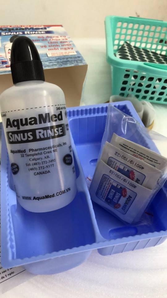 Bình rửa mũi aquamed tặng 15 gói muối