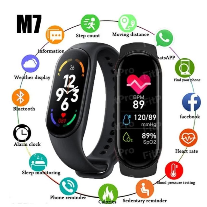 M7 Smart Bracelet 0.95 AMOLED Wristbands Fitness Tracker Health Bluetooth Sports Bracelet with Gift strap For XiaoMi