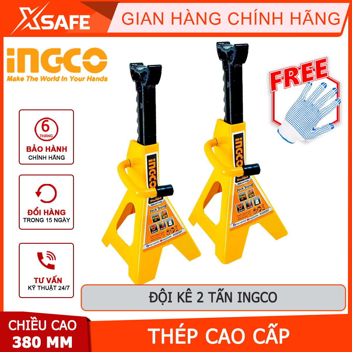Đội millet 2 ton ingco HJS0201 đội millet automotive minimum height 250mm maximum height 380mm lift goods, animal large volume, lift automobile chassis