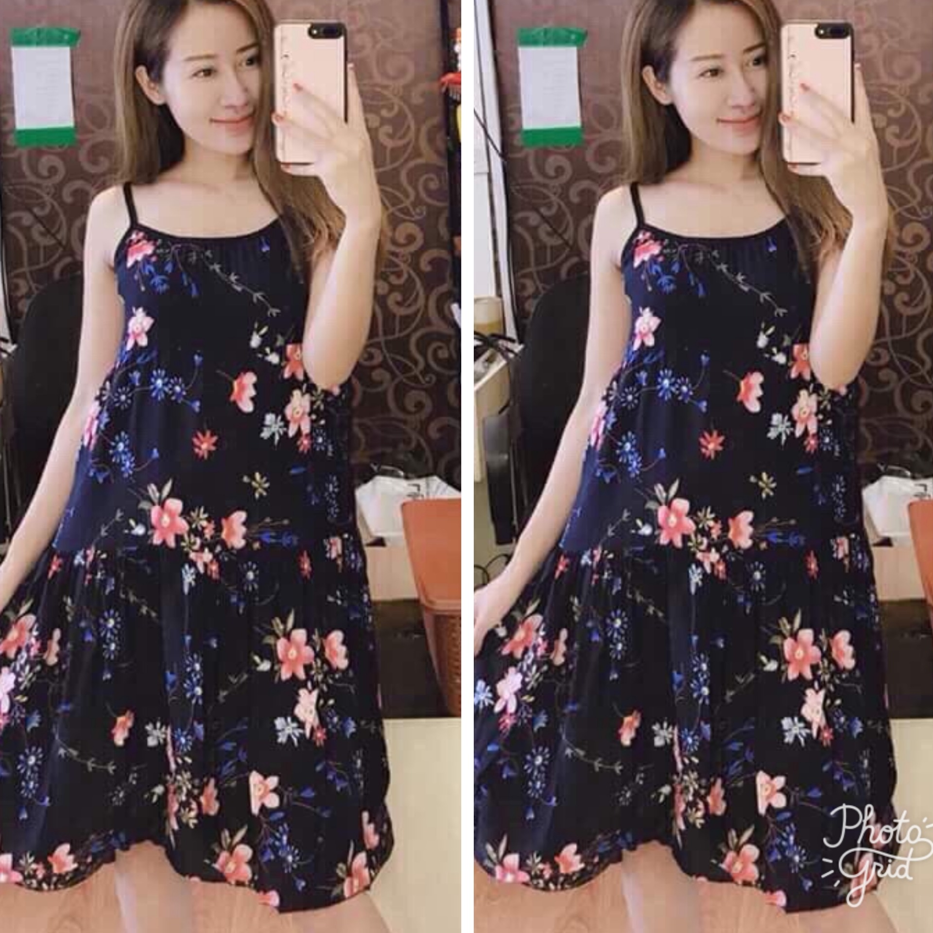 váy bầu lanh rẻ, đẹp, mát-đầm bầu 2 dây mùa hè