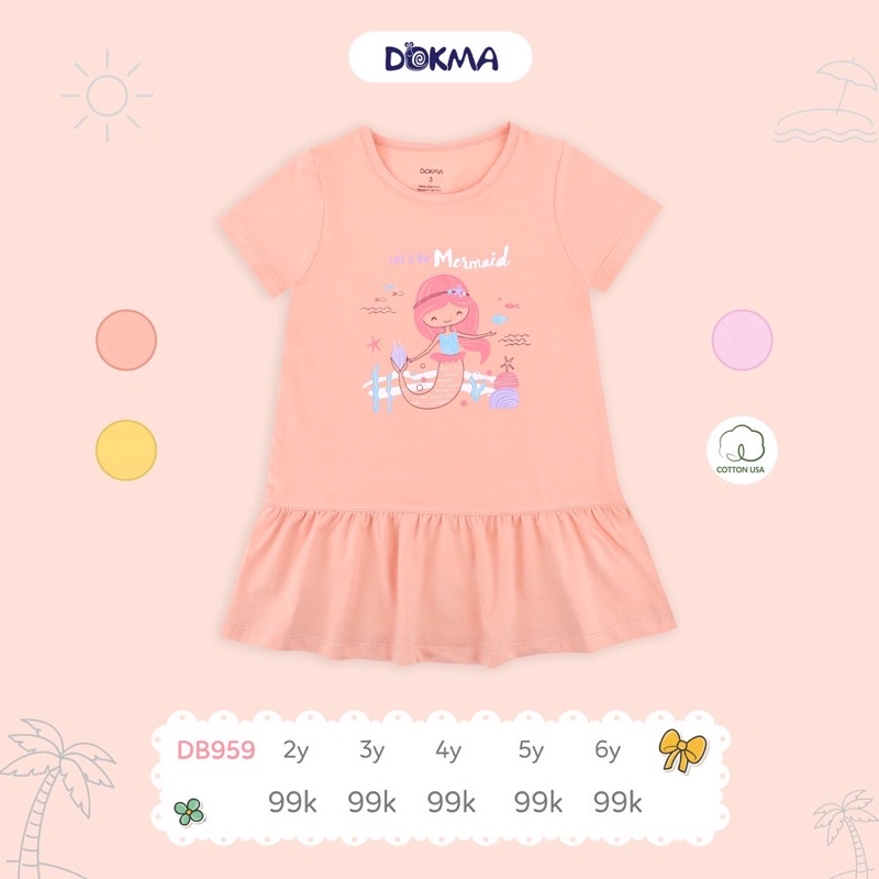 [Dokma] Váy, Đầm cộc tay Mùa Hè dáng xòe chất mềm, mát (2-6y)
