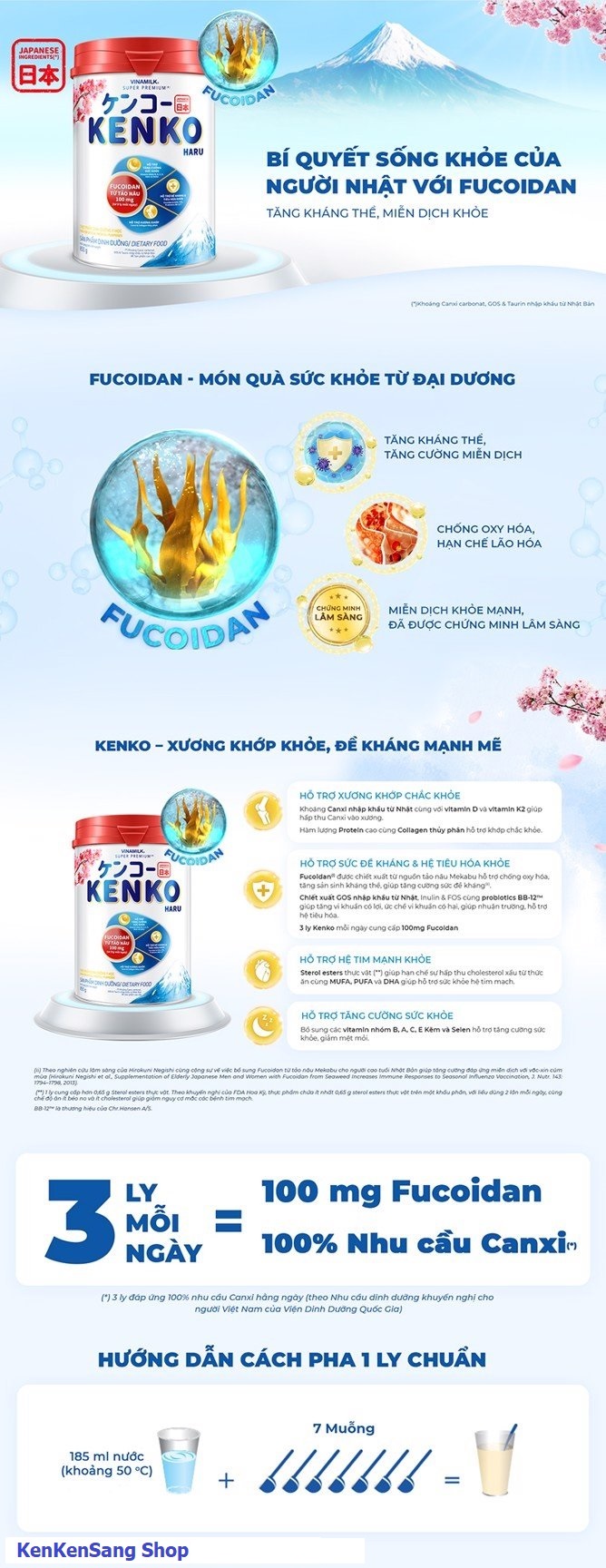 Sữa bột Vinamilk Kenko Haru Hộp 850g (dành cho người lớn tuổi)