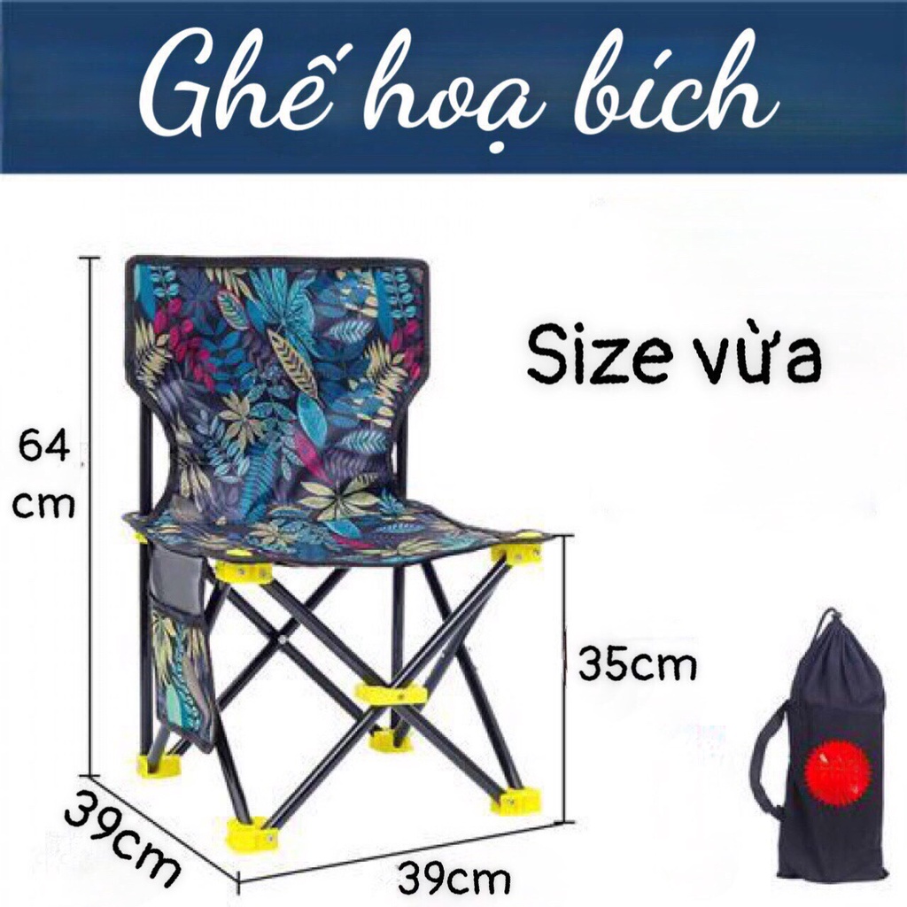 Ghế câu cá gấp gọn lá phong, họa bích ghế gấp inox, ghế xếp giã ngoại giá rẻ