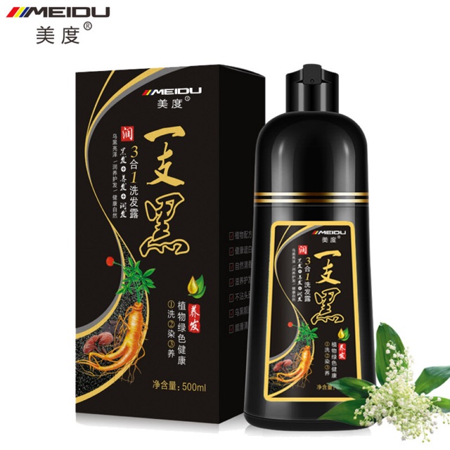 Chai dầu gội đen tóc 500ml GỘI LÀ ĐEN – TÓC ĐEN ÓNG Ả