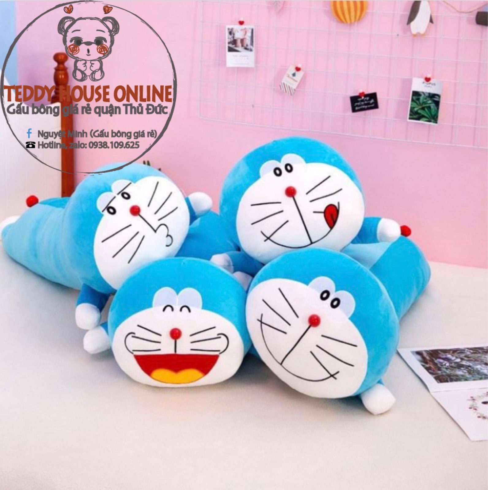 Gấu bông Đô Rê Mon dáng ôm 1m4