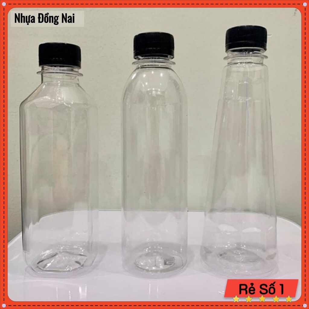 [RẺ VÔ ĐỊCH] 50 Chai Nhựa Vuông Nắp đen 330ml