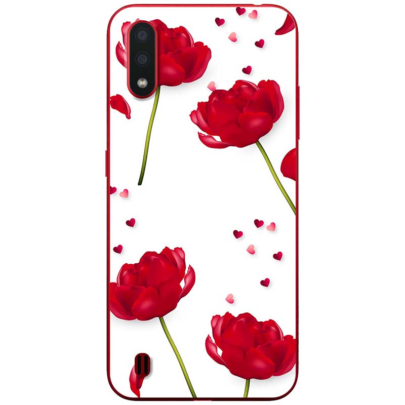 [HCM]Ốp lưng dành cho Samsung A01, A02s, A10, A10s, Samsung A11, A12, A20, A20s mẫu Hoa đỏ nền trắng