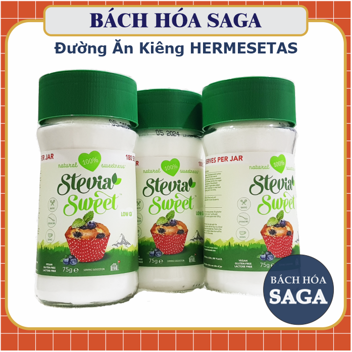 [HÀNG CHÍNH HÃNG] ĐƯỜNG ĂN KIÊNG HERMESETAS  Stevia Lọ 75g