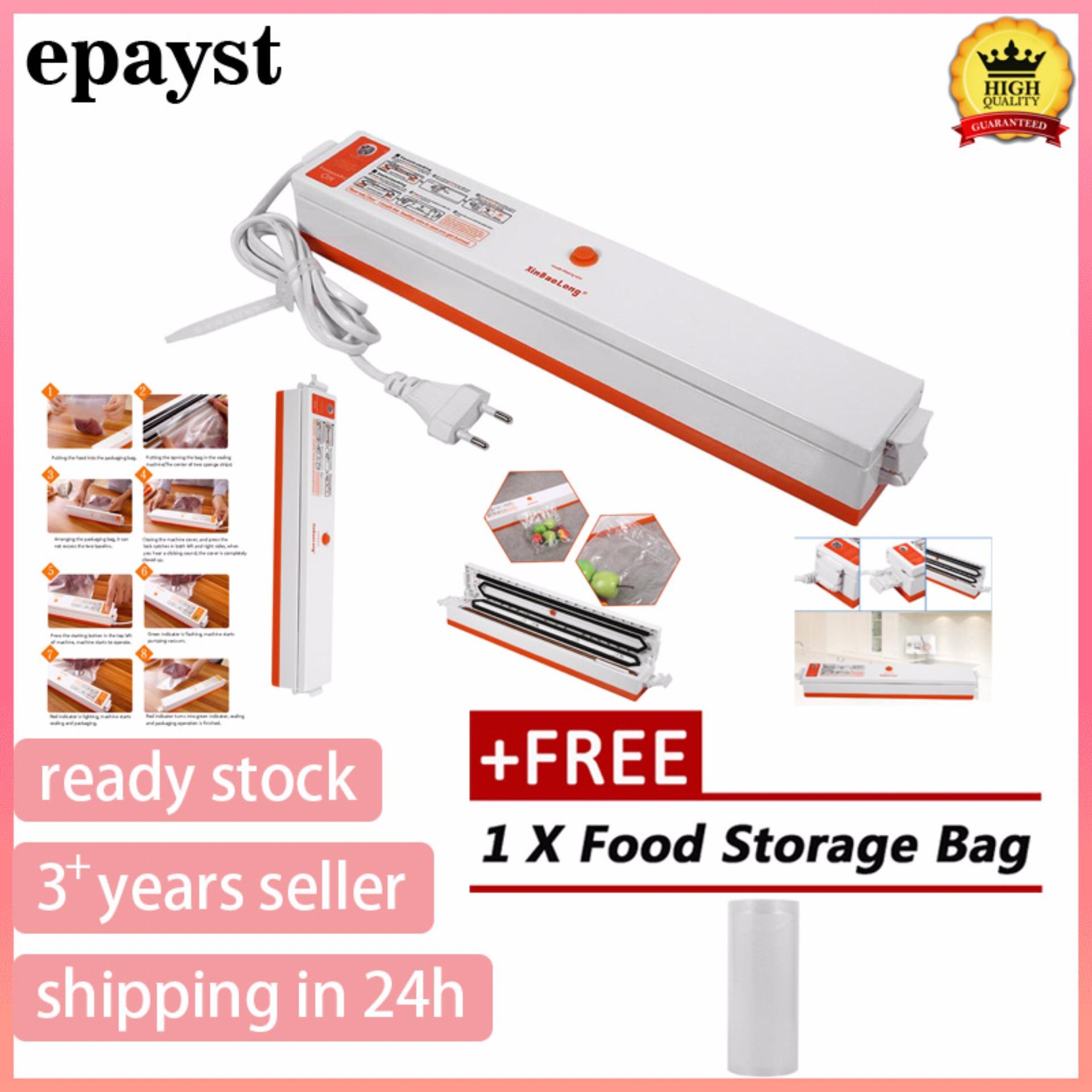 [Buy 1 Get 1 Free Food Storage Bag] Household Electric Food Vacuum Sealing Bag Sealer Packing Machine EU Plug