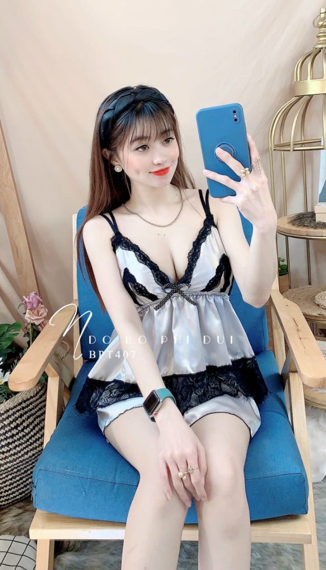Bộ phi lụa đùi, áo có mút ngực, 37 đến 58kg