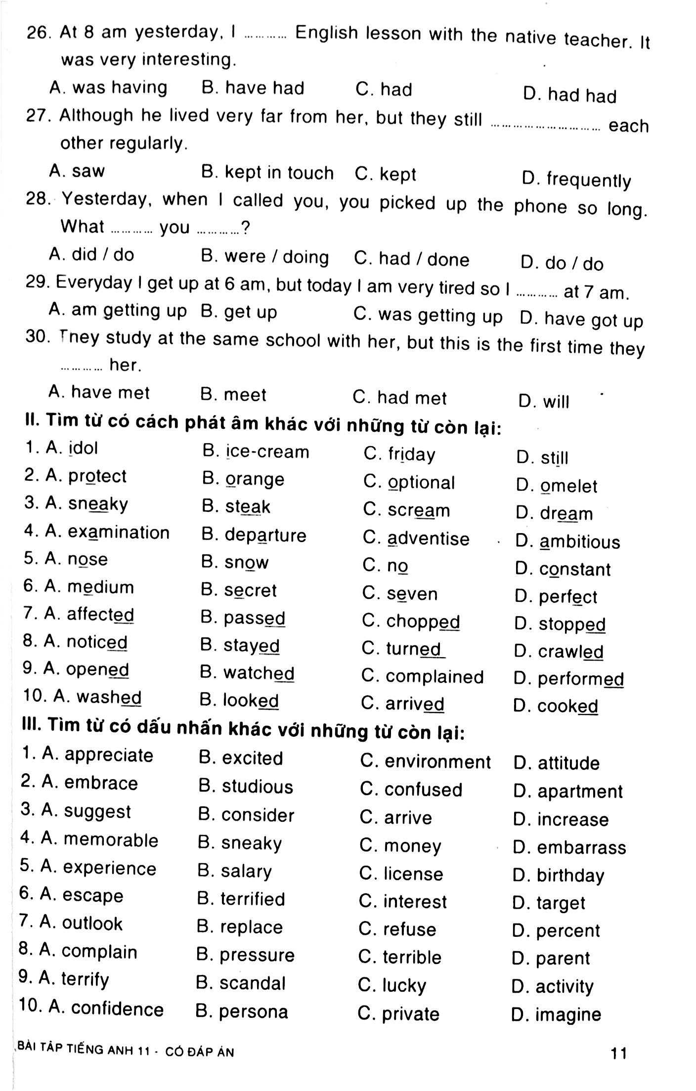 Fahasa - Bài Tập Tiếng Anh 11 (Có Đáp Án)
