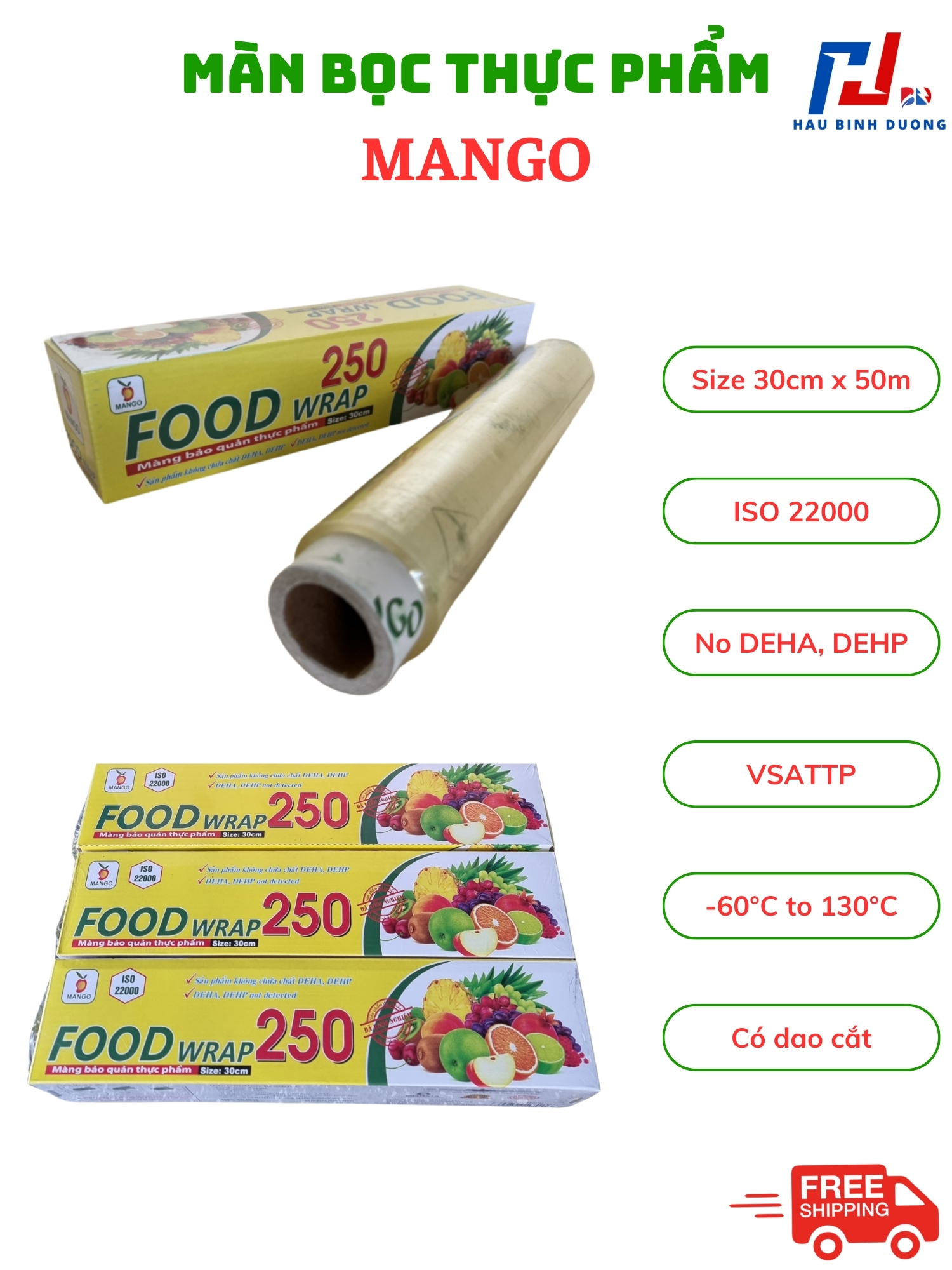 Màng bọc thực phẩm MANGO 30cm x 50mét