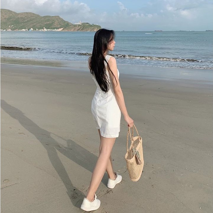 Váy trắng Cami 2 dây mùa Hè