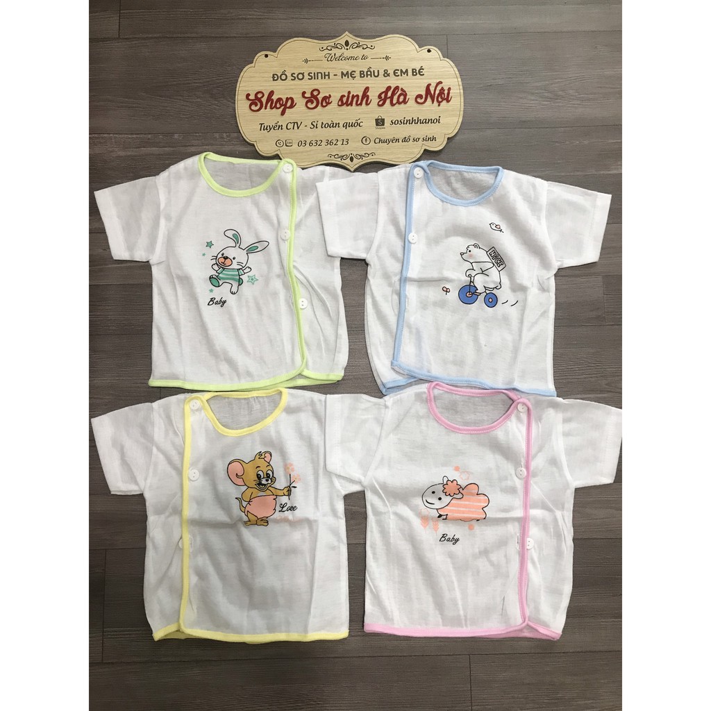 Áo sơ sinh cộc tay cotton.