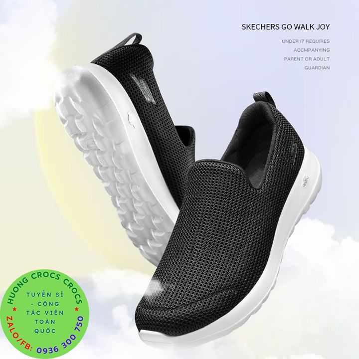 Giày thể thao skechers gowalk joy cho nữ màu đen đế trắng