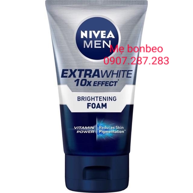 Sữa rửa mặt sáng da Nivea Men Extra White 10x Effect 100g
