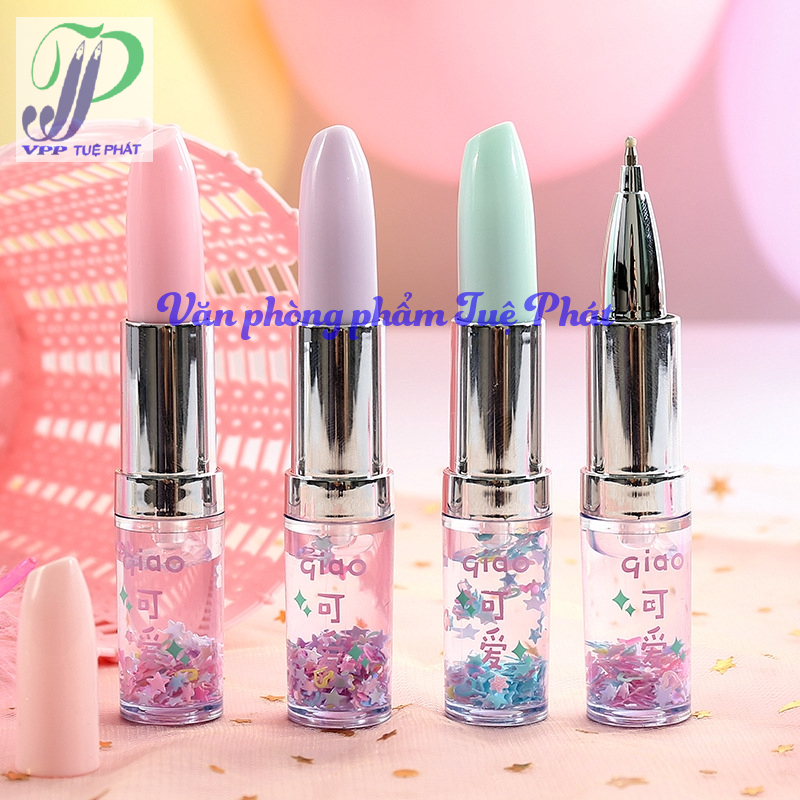 Combo 2 cây bút gel mực xanh hình son môi