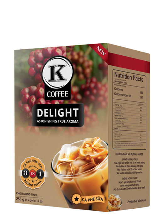 Cà Phê Hòa Tan K Coffee Delight 3in1 (255g/hộp)