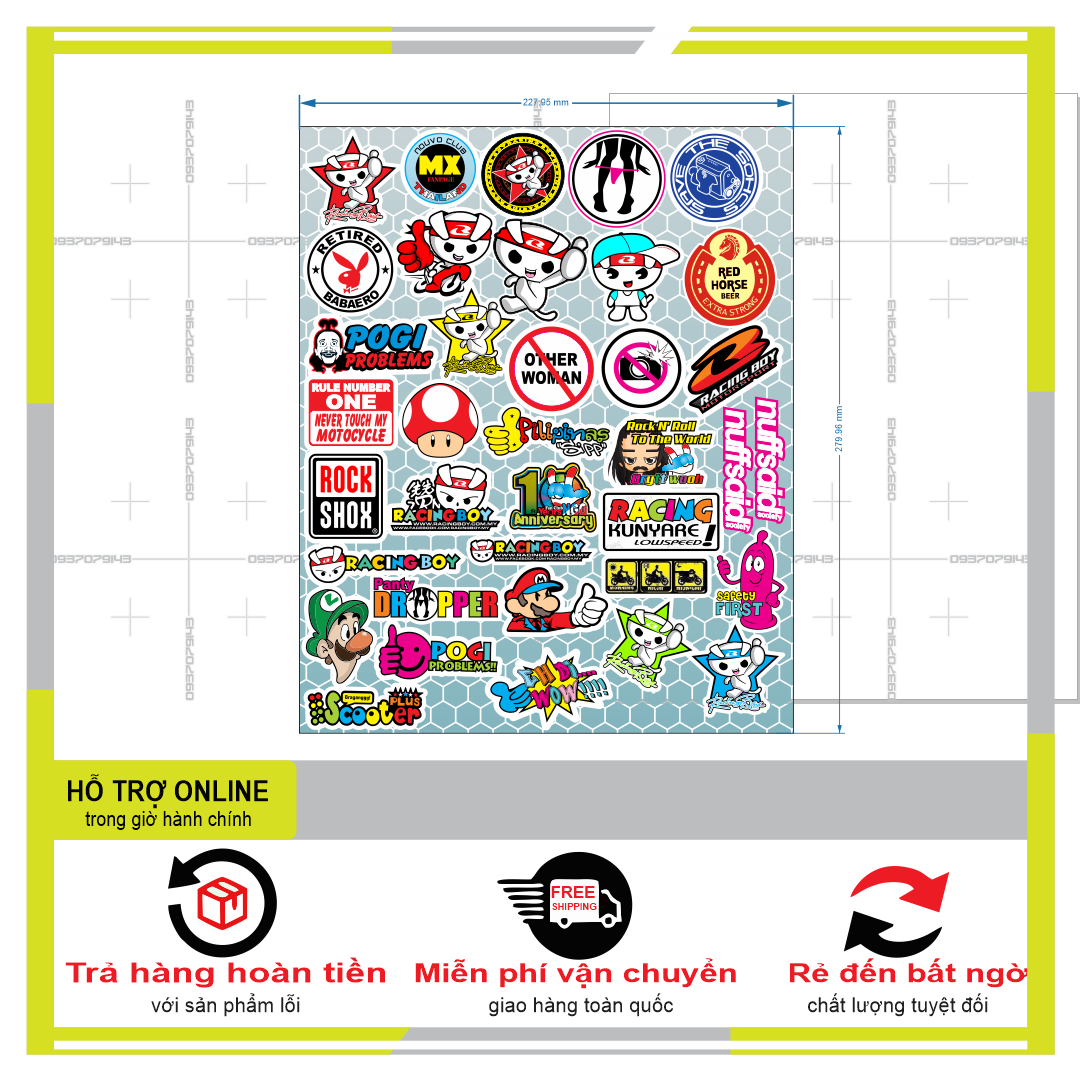 LOGO STICKER KUTE DÁN TRANG TRÍ ĐIỆN THOẠI XE MÁY 02
