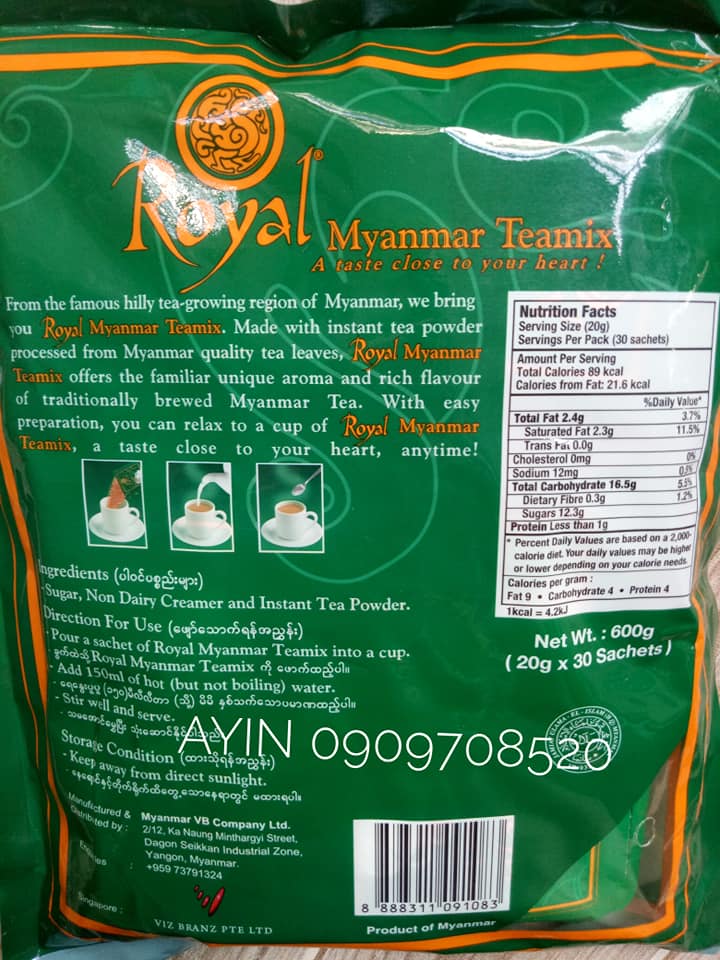 (HSD 04.2027) Trà Sữa Royal Myanmar Teamix 30 gói x 20g