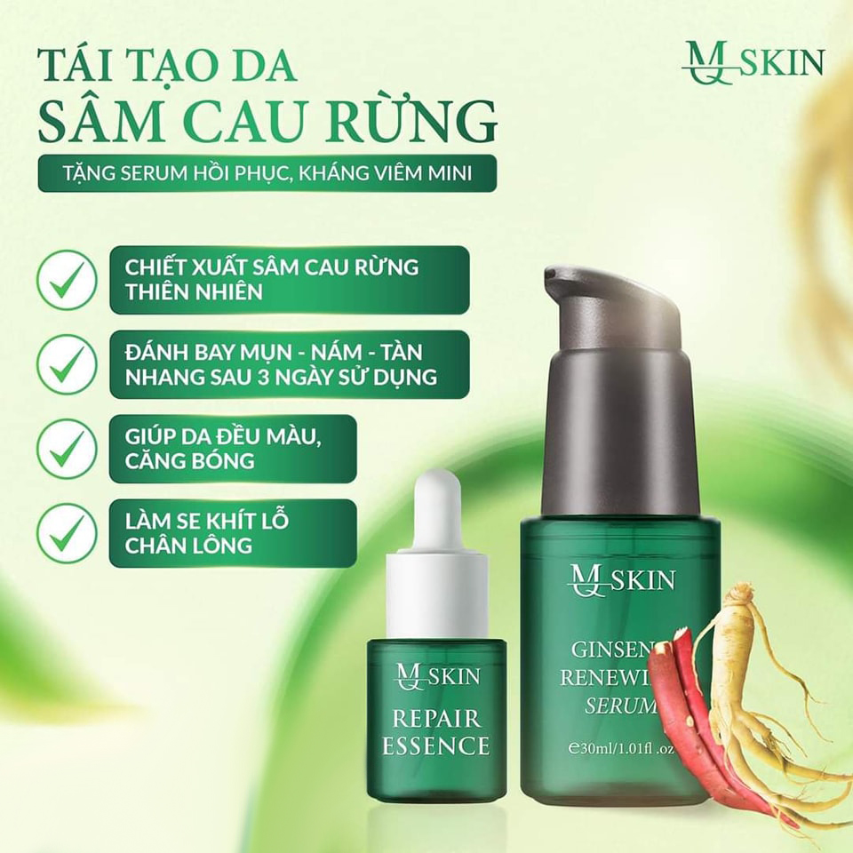 Tái tạo da sâm cau rừng MQ Skin tặng serum phục hồi mini chính hãng