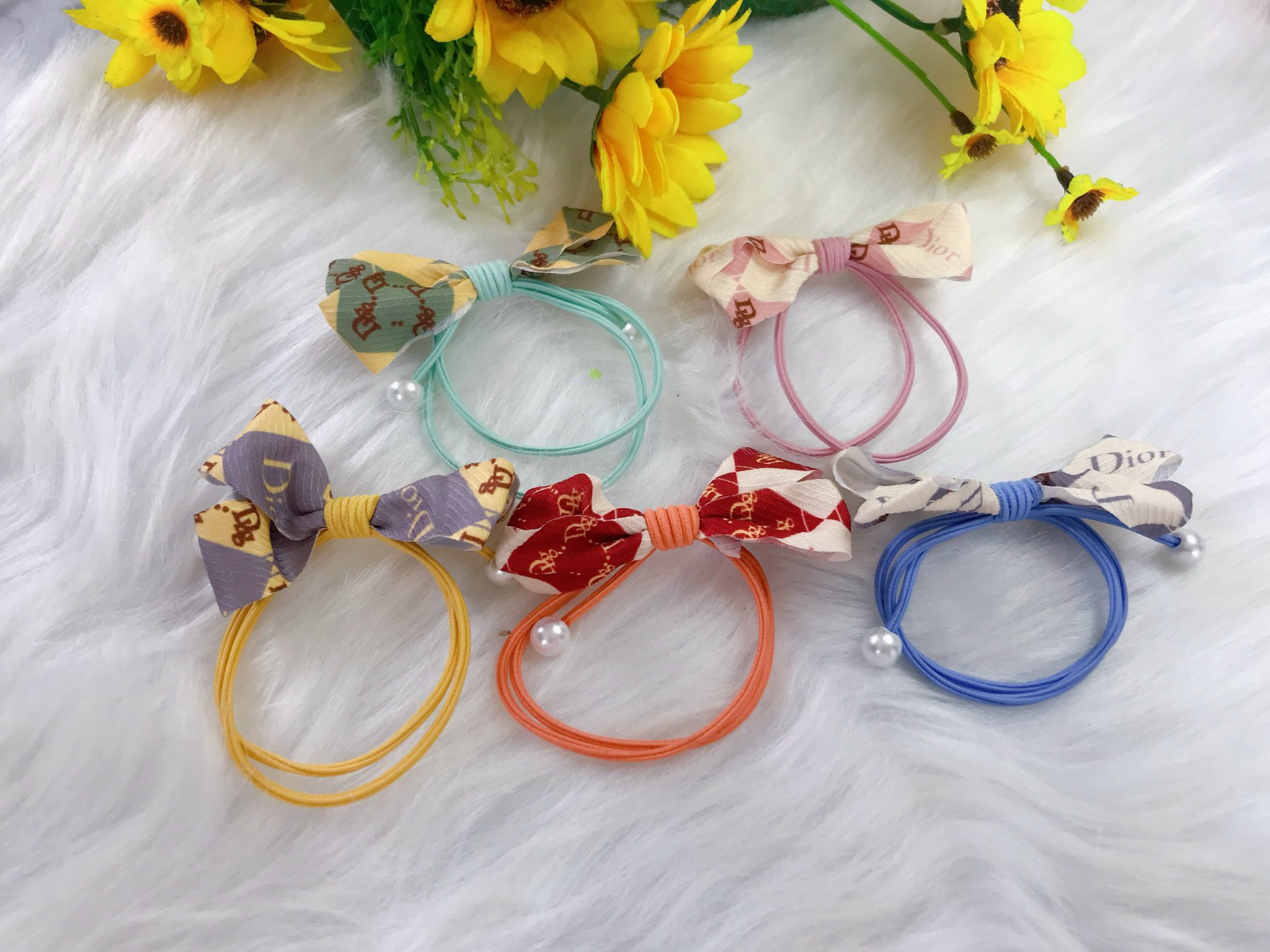 set 2 cột tóc nơ có ngọc ( ngẫu nhiên)