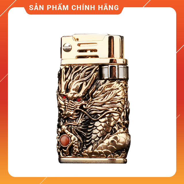 Vỏ Hộp Quẹt Bật Lửa Xăng Đá Chief CF218R Đánh Đá Tự Động Hình Rồng Nổi Sang trọng - Dùng Xăng Bấc Đá Zippo Cao Cấp (KHÔNG XĂNG KHÔNG GAS)
